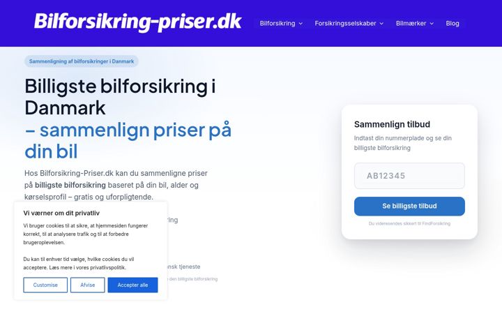 Screenshot of bilforsikring-priser.dk