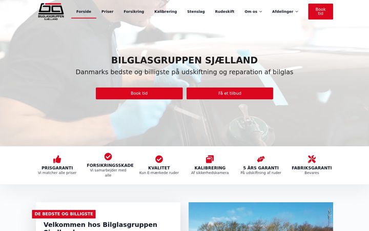 Screenshot von bilglasgruppensjaelland.dk