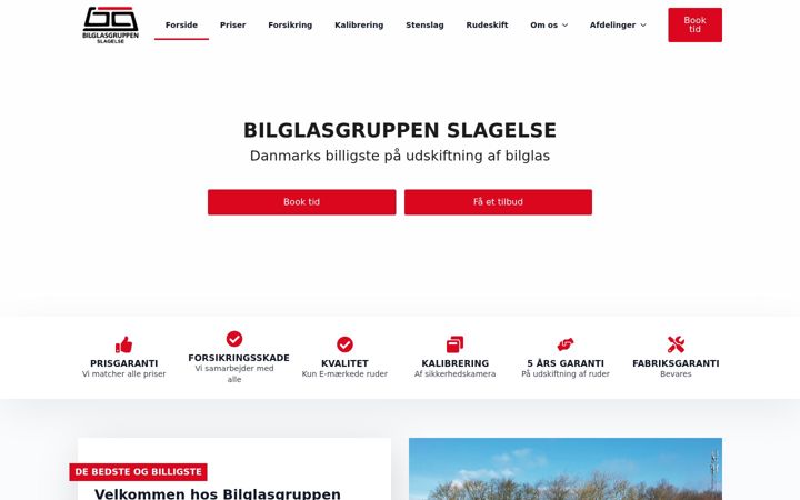 Captura de pantalla de bilglasgruppenslagelse.dk