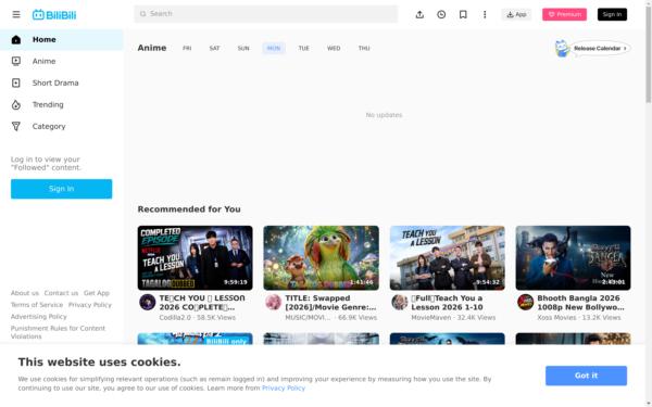 Screenshot of bilibili.tv