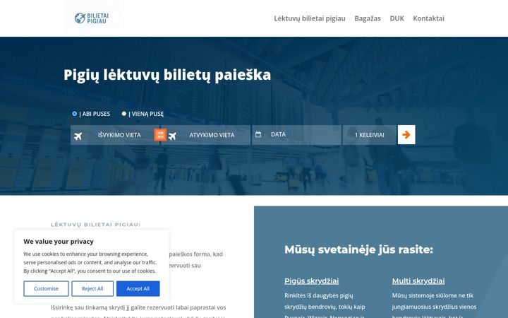 Snímek obrazovky bilietaipigiau.lt