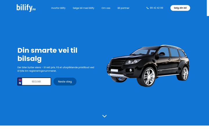 Screenshot of bilify.no