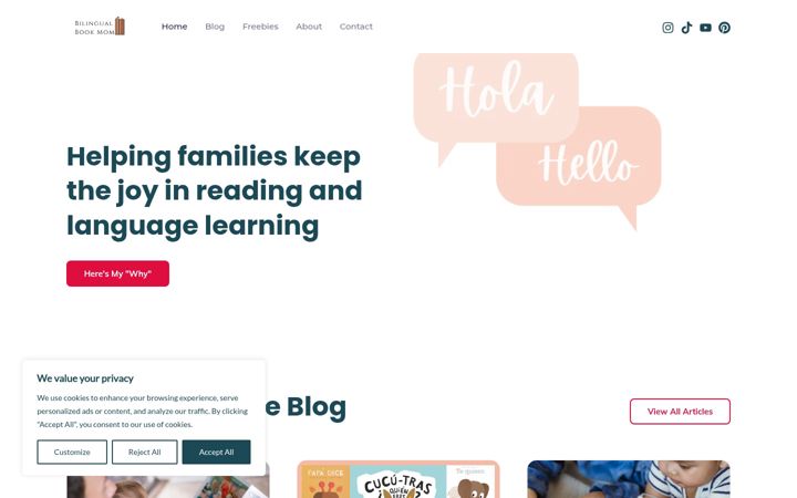Screenshot of bilingualbookmom.com