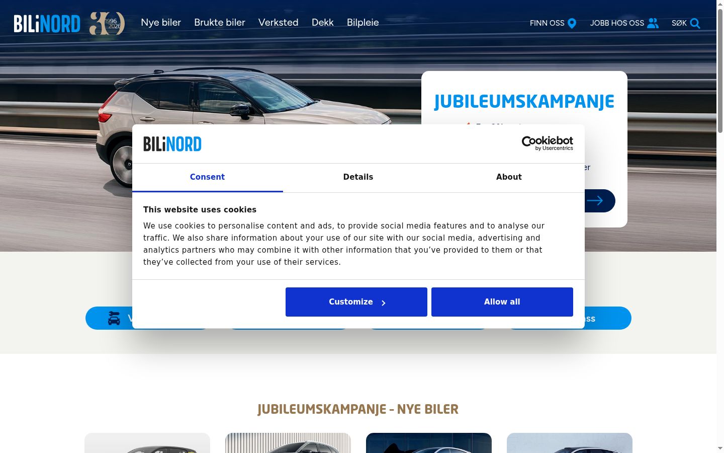 Képernyőkép a bármilyen interakció előtt megjelenő hozzájárulási bannerről