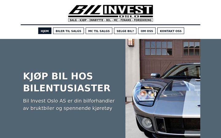 Screenshot of bilinvest.no
