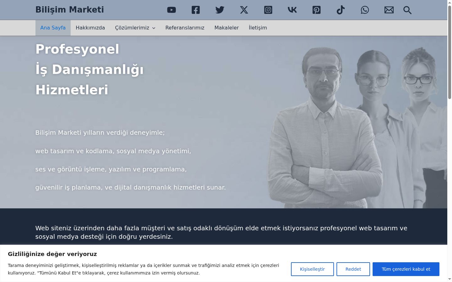 Screenshot del banner di consenso mostrato prima di qualsiasi interazione