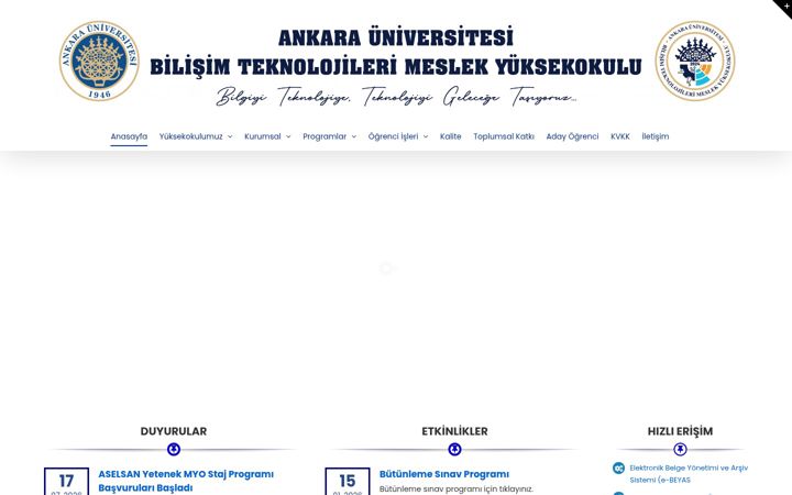 Screenshot of bilisimteknolojilerimyo.ankara.edu.tr