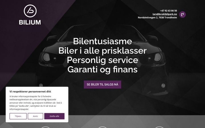 Screenshot of bilium.no