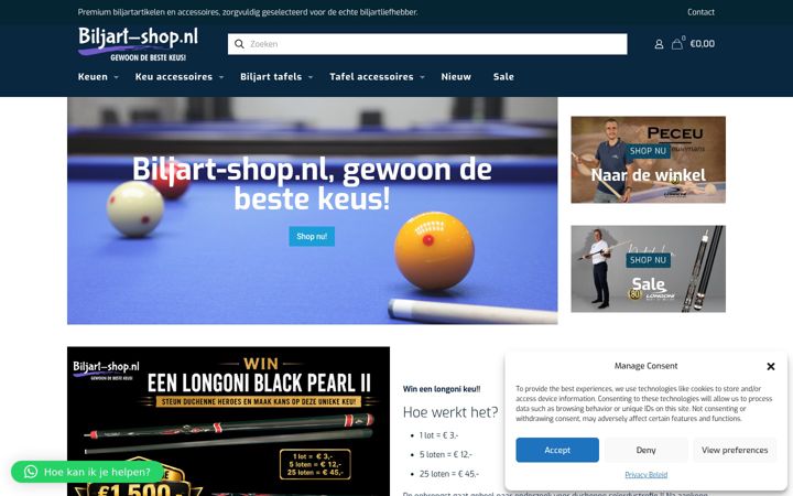 Screenshot of biljart-shop.nl