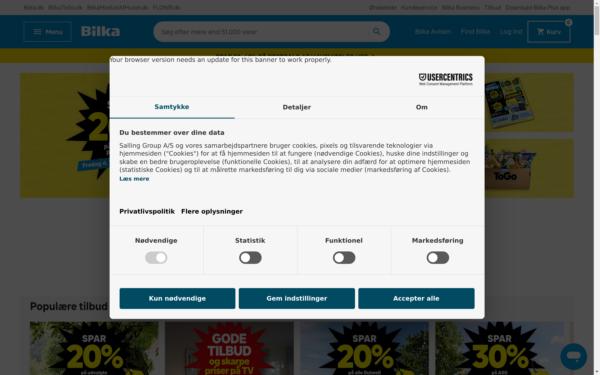 Screenshot of bilka.dk