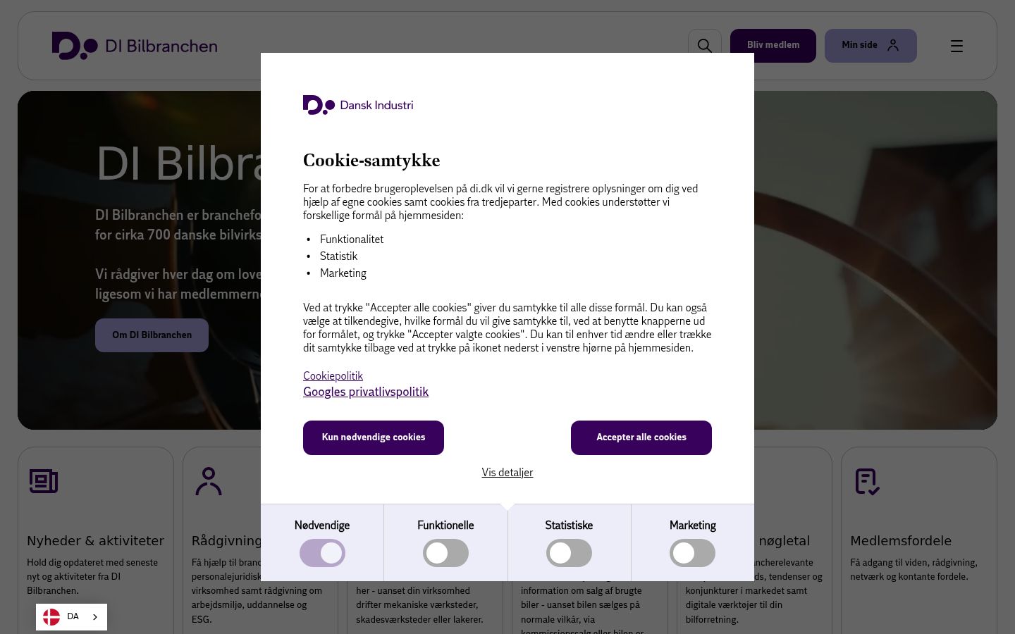 Screenshot of the consent banner shown before any interaction