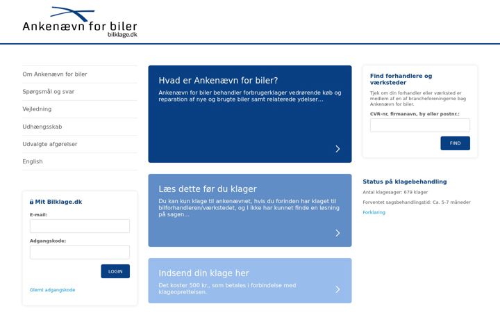 Screenshot of bilklage.dk