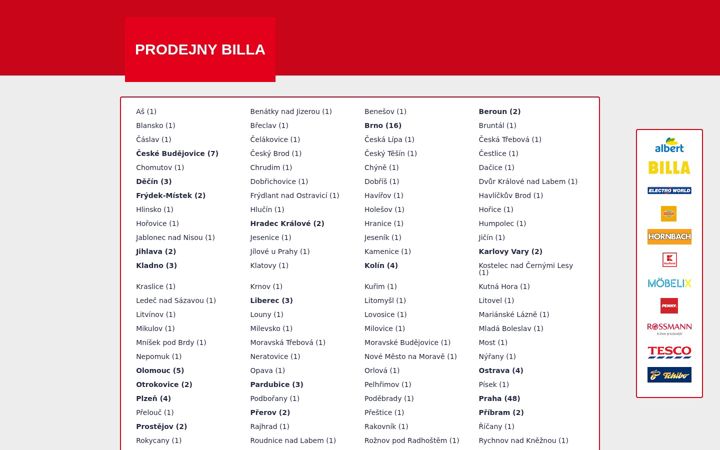 Screenshot of billa-prodejny.cz