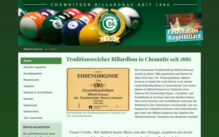 Screenshot of billard-krausse.de