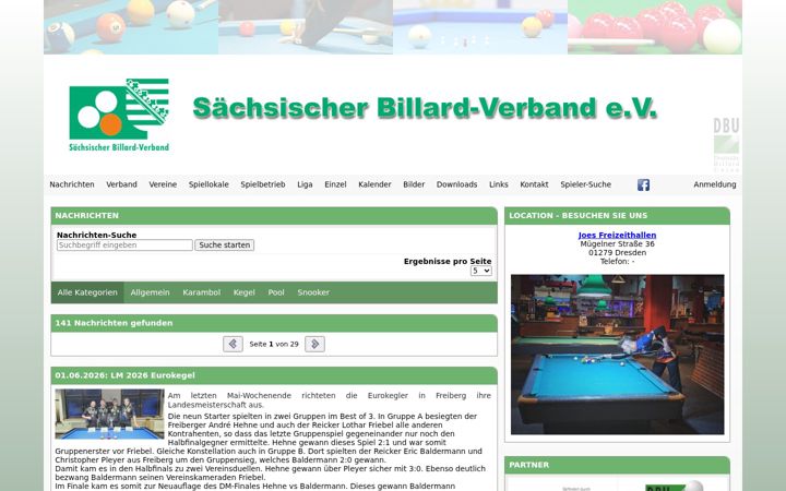 Captura de ecrã de billard-sachsen.de