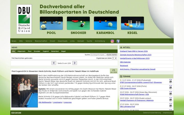 Screenshot of billard-union.net