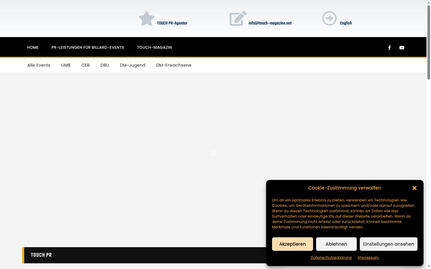 Screenshot del banner di consenso mostrato prima di qualsiasi interazione