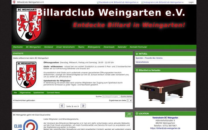 Screenshot of billardclub-weingarten.de