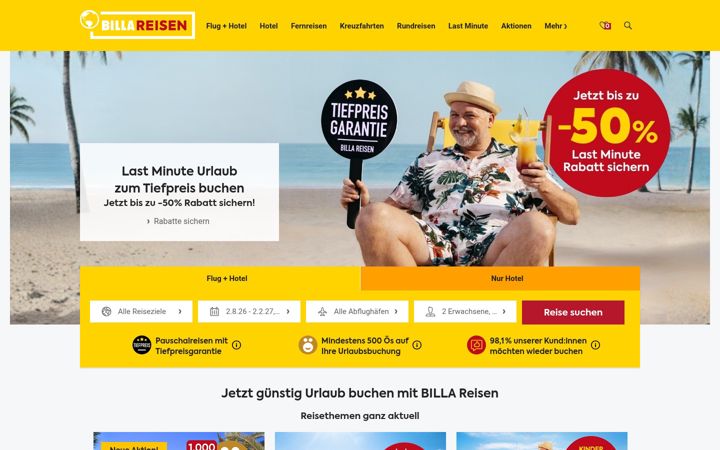 Screenshot of billareisen.at