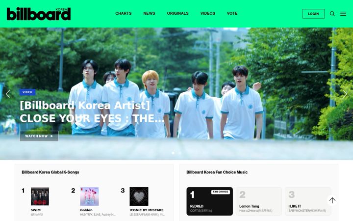 Screenshot of billboard.co.kr