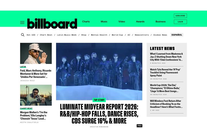 Screenshot von billboard.com