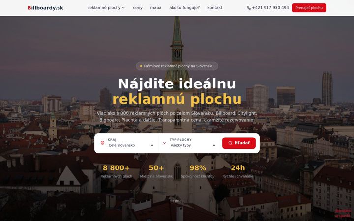 Snímek obrazovky billboardy.sk