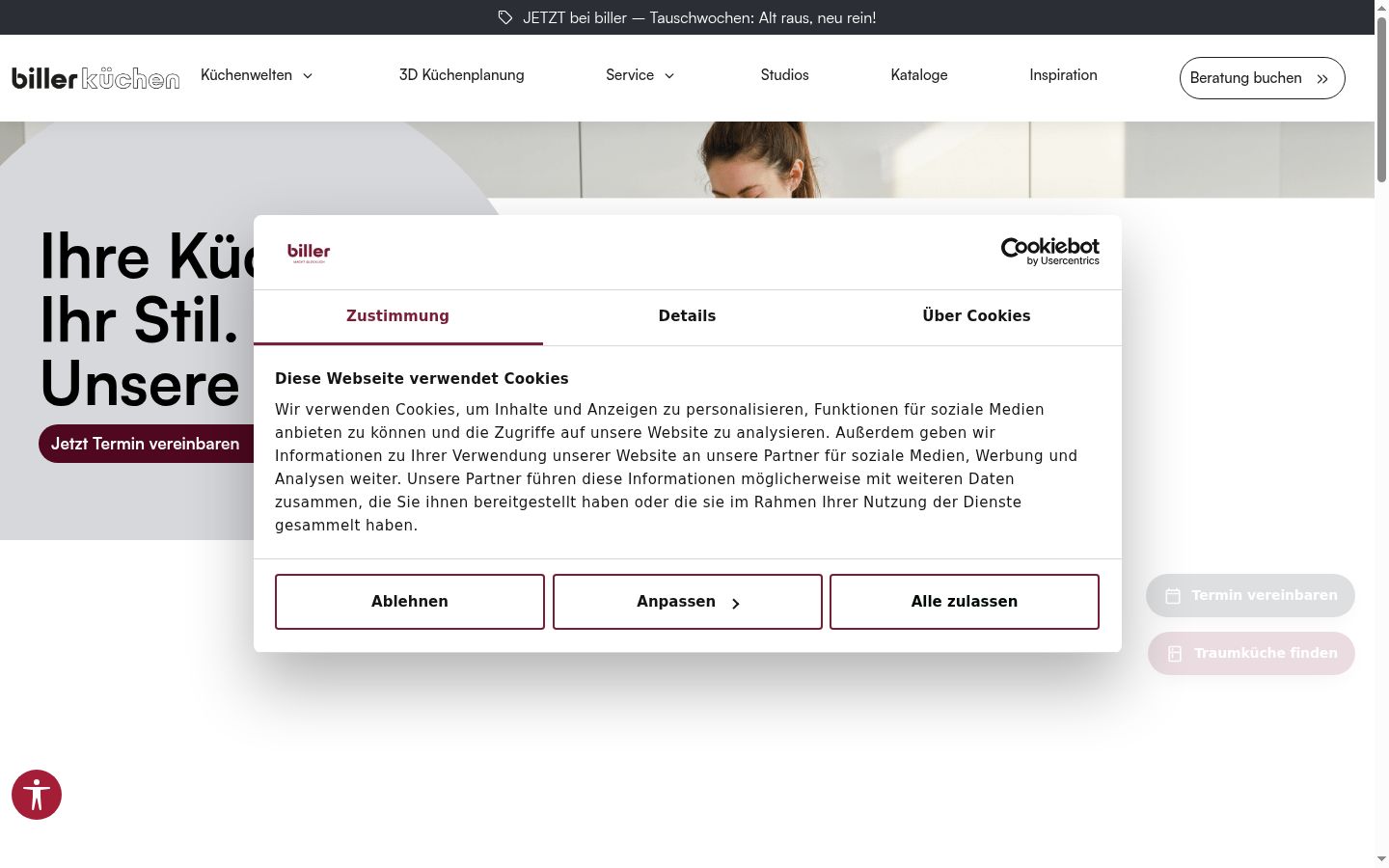 Screenshot of the consent banner shown before any interaction