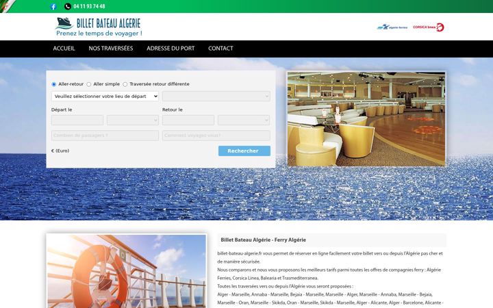 Screenshot of billet-bateau-algerie.fr