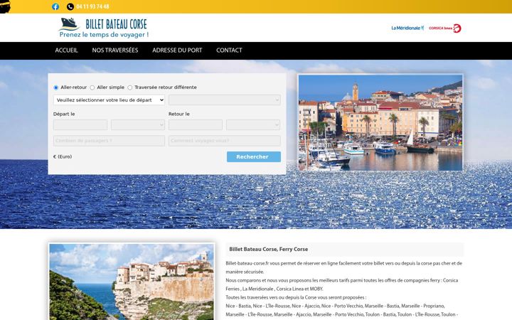 Screenshot of billet-bateau-corse.fr