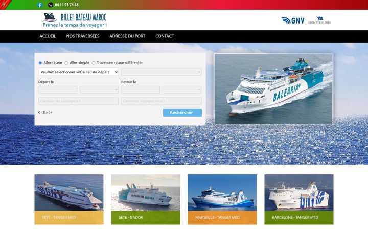 Screenshot of billet-bateau-maroc.fr