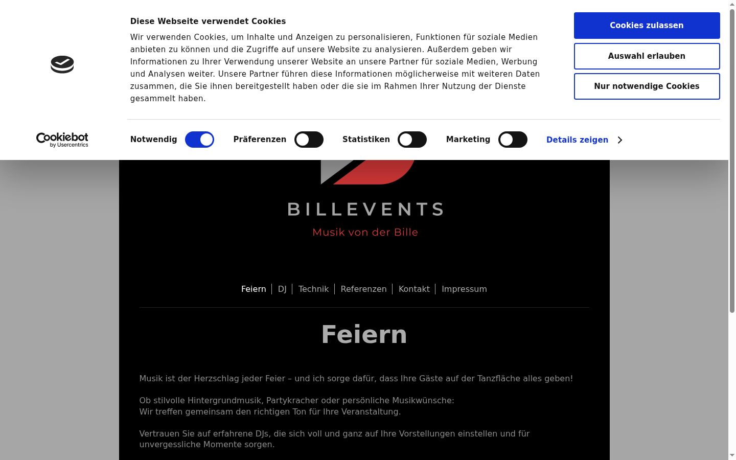 Screenshot des Einwilligungsbanners vor jeglicher Interaktion