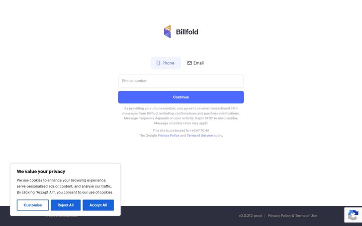 Screenshot of billfold.app
