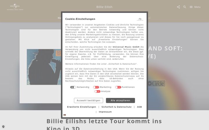 Screenshot of billieeilishplaylist.com