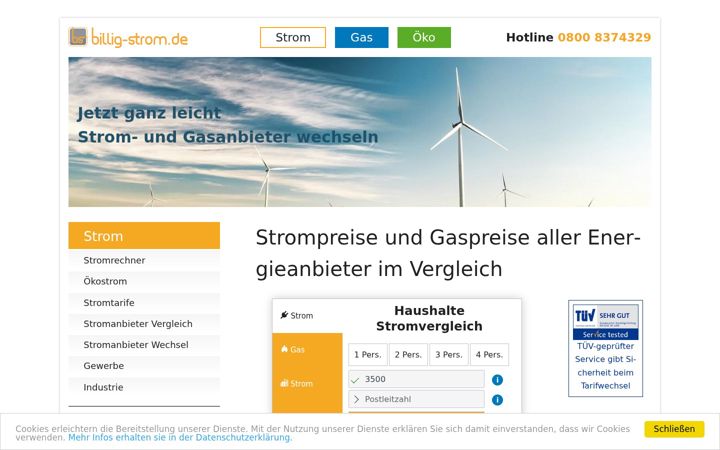 Screenshot of billig-strom.de