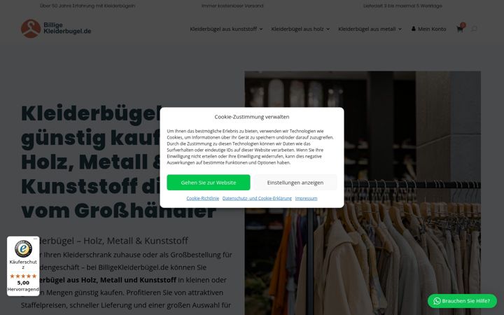 Skärmbild av billigekleiderbugel.de