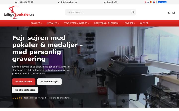 Screenshot of billigepokaler.dk