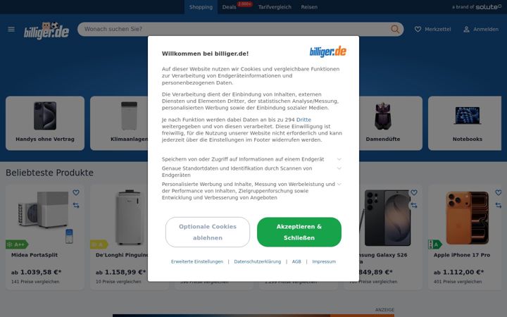 Ekraanipilt saidist billiger.de