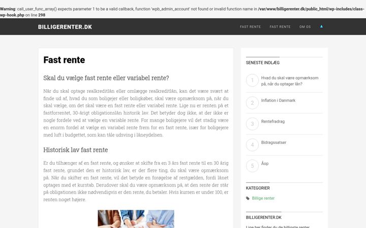 Screenshot of billigerenter.dk