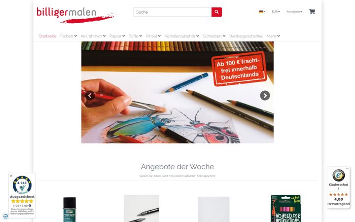 Screenshot of billigermalen.de