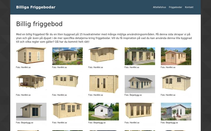Screenshot of billigfriggebod.se