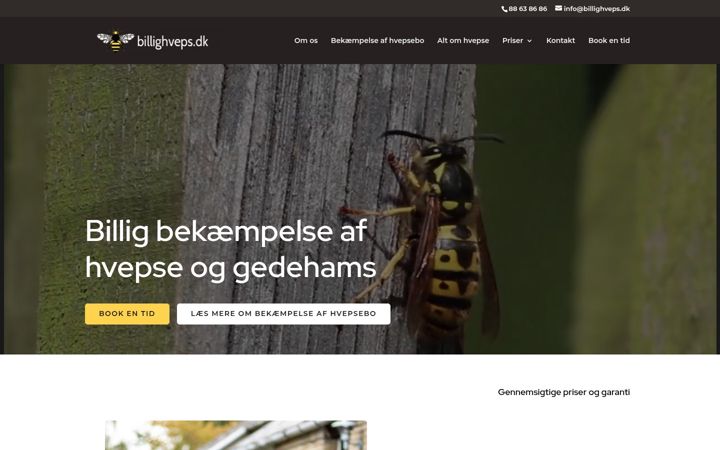 Screenshot of billighveps.dk
