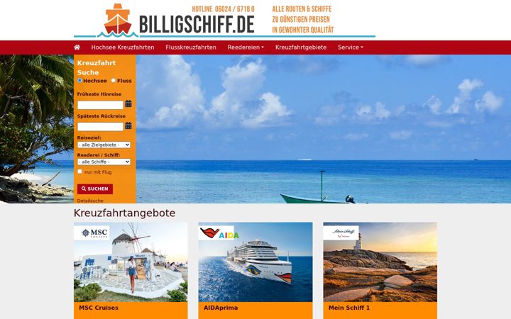 Screenshot of billigschiff.de