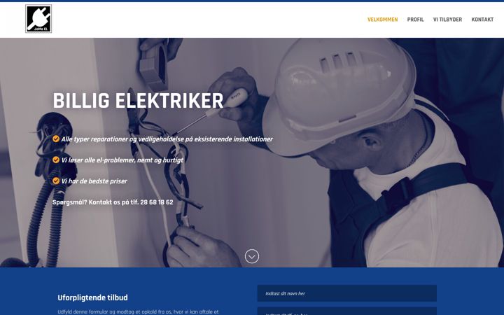 Screenshot of billigste-elektriker.dk