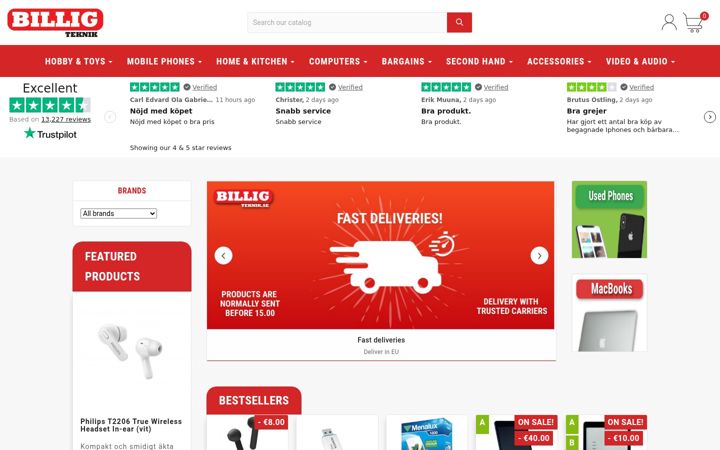 Screenshot of billigteknik.eu