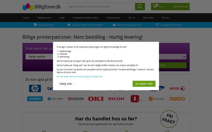 Screenshot of billigtoner.dk