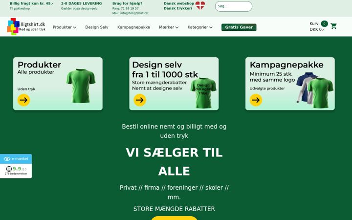 Screenshot of billigtshirt.dk