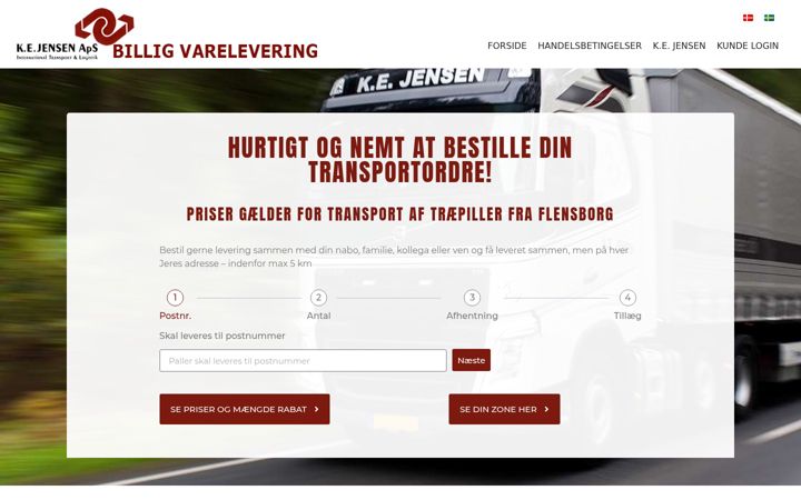 Screenshot of billigvarelevering.dk