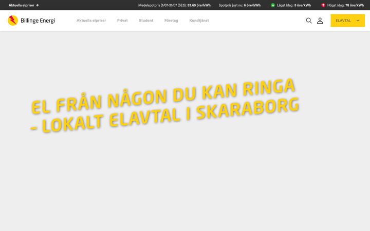 Screenshot of billingeenergi.se