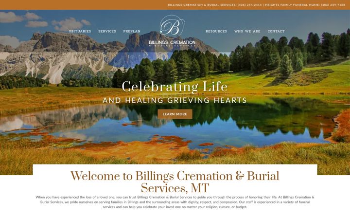 Screenshot of billingscremation.com