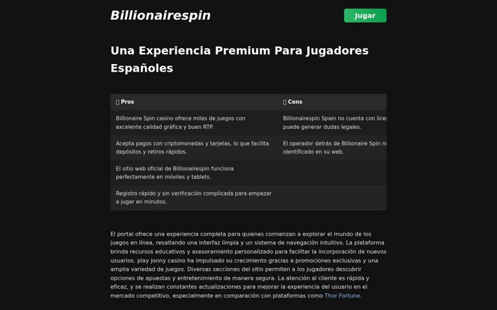 Screenshot of billionairespin.es